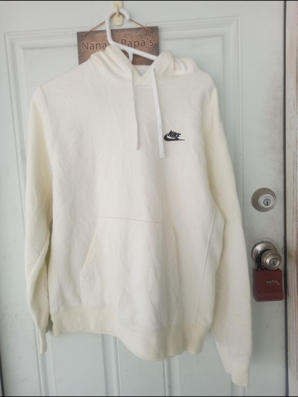 Nike Men's Off-White Hoodie with Black Logo